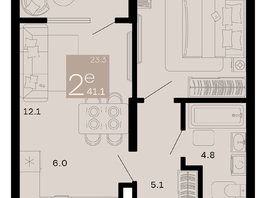 Продается 2-комнатная квартира ЖК Хозяин морей, литер 2, 41.1  м², 12535500 рублей