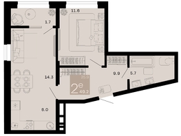 Продается 2-комнатная квартира ЖК Хозяин морей, литер 2, 49.2  м², 15793200 рублей