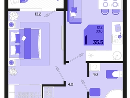 Продается 1-комнатная квартира ЖК Первое место, квартал 1.4, литер 2, 35.5  м², 5325000 рублей