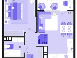 Продается 1-комнатная квартира ЖК Первое место, квартал 1.5, литер 1, 39.2  м², 6272000 рублей