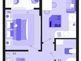 Продается 1-комнатная квартира ЖК Первое место, квартал 1.5, литер 1, 36  м², 5076000 рублей