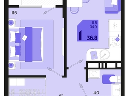 Продается 1-комнатная квартира ЖК Первое место, квартал 1.5, литер 1, 36.8  м², 5483200 рублей