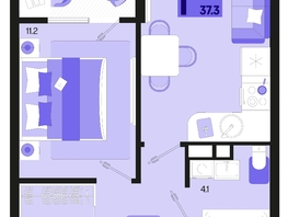 Продается 1-комнатная квартира ЖК Первое место, квартал 1.5, литер 1, 37.3  м², 5408500 рублей