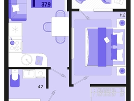 Продается 1-комнатная квартира ЖК Первое место, квартал 1.5, литер 1, 37.9  м², 5343900 рублей