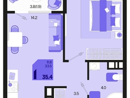 Продается 1-комнатная квартира ЖК Первое место, квартал 1.5, литер 1, 35.4  м², 6195000 рублей