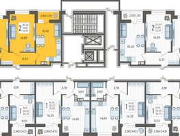 Продается 2-комнатная квартира ЖК Смородина, литера 14, 52.97  м², 6727190 рублей