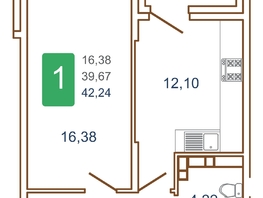 Продается 1-комнатная квартира ЖК Хорошая погода-2, литера 2, 43.45  м², 6495775 рублей