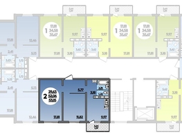 Продается 2-комнатная квартира ЖК Романовский, литера 1, 53.15  м², 5904965 рублей