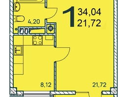 Продается 1-комнатная квартира ЖК Две реки, 35.35  м², 6610450 рублей