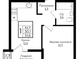 Продается 1-комнатная квартира ЖК Клубный квартал Европа 6, литера 7, 31.6  м², 6835080 рублей