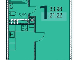 Продается 1-комнатная квартира ЖК Две реки, 36.15  м², 6796200 рублей