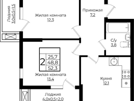 Продается 2-комнатная квартира ЖК Клубный квартал Европа 6, литера 6, 52.3  м², 9913988 рублей