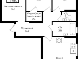 Продается 3-комнатная квартира ЖК Клубный квартал Европа 6, литера 6, 79  м², 14156800 рублей