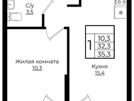 Продается 1-комнатная квартира ЖК Клубный квартал Европа 6, литера 6, 35.3  м², 7314160 рублей