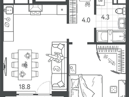Продается 1-комнатная квартира ЖК Все Свои VIP, литера 4, 41.55 м², 10595250 рублей