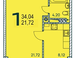 Продается 1-комнатная квартира ЖК Две реки, 34.72  м², 6544720 рублей