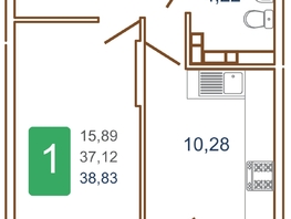 Продается 1-комнатная квартира ЖК Хорошая погода, литера 1, 40.85  м², 5310500 рублей