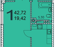 Продается 1-комнатная квартира ЖК Две реки, 43.09  м², 8122465 рублей