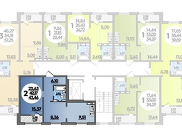 Продается 2-комнатная квартира ЖК Молодежный 2, литера 12, 43.46  м², 5888830 рублей