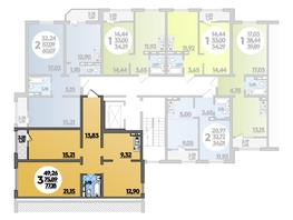 Продается 3-комнатная квартира ЖК Молодежный 2, литера 12, 77.18  м², 8906572 рублей