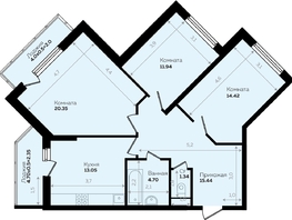 Продается 3-комнатная квартира ЖК Левада, литера 7, 81.4  м², 10798524 рублей