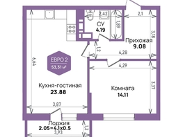 Продается 1-комнатная квартира ЖК Левада, литера 6, 53.31  м², 8066869 рублей