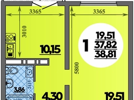 Продается 1-комнатная квартира ЖК Город у моря, литера 21, 38.81 м², 6939228 рублей