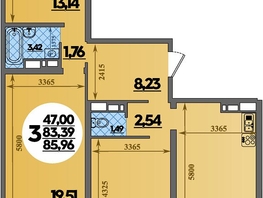 Продается 3-комнатная квартира ЖК Город у моря, литера 21, 85.96 м², 10925516 рублей