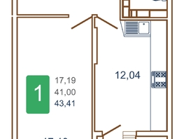 Продается 1-комнатная квартира ЖК Хорошая погода, литера 1, 45.05 м², 5856500 рублей