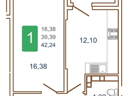 Продается 1-комнатная квартира ЖК Хорошая погода, литера 2, 43.9 м², 5707000 рублей