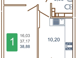 Продается 1-комнатная квартира ЖК Хорошая погода, литера 1, 40.65 м², 6077175 рублей