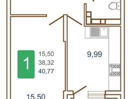 Продается 1-комнатная квартира ЖК Хорошая погода, литера 2, 42.2 м², 5486000 рублей