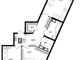 Продается 2-комнатная квартира ЖК DOGMA PARK (Догма парк), литера 13, 73.9  м², 11831390 рублей