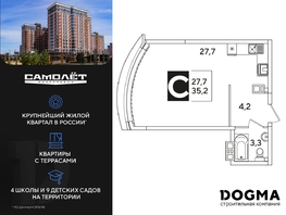 Продается Студия ЖК Самолет, литера 55, 35.2 м², 6881601 рублей