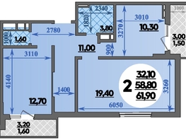 Продается 2-комнатная квартира ЖК Парк у дома, литера 7.2, 61.9 м², 10159999 рублей