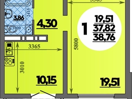 Продается 1-комнатная квартира ЖК Город у моря, литера 21, 38.76  м², 6546999 рублей
