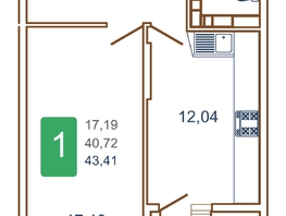Продается 1-комнатная квартира ЖК Хорошая погода-2, литера 1, 44.7 м², 5811000 рублей