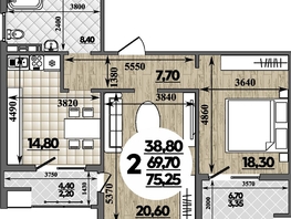 Продается 2-комнатная квартира ЖК Горгиппия, литера 2, 75.25  м², 12600200 рублей