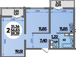 Продается 2-комнатная квартира ЖК Город у моря, литера 8, 59.39 м², 9134182 рублей
