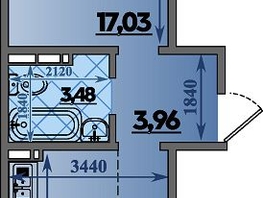 Продается 2-комнатная квартира ЖК Молодежный 2, литера 6, 44.82  м², 5916240 рублей