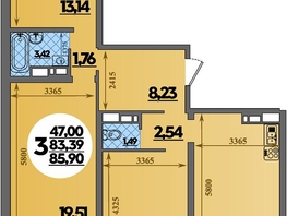 Продается 3-комнатная квартира ЖК Город у моря, литера 21, 85.9 м², 10359540 рублей
