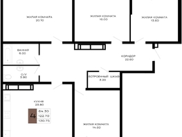 Продается 4-комнатная квартира ЖК Сердце, 130.75  м², 49031250 рублей