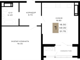 Продается 1-комнатная квартира ЖК Сердце, 51.75  м², 20441250 рублей