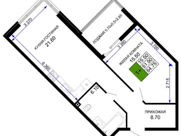 Продается 1-комнатная квартира ЖК Сегодня, литер 2, 55.3 м², 5972400 рублей