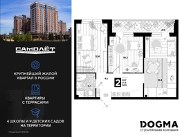 Продается 2-комнатная квартира ЖК Самолет, литера 20, 54.3 м², 8280750 рублей