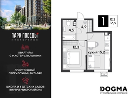 Продается 1-комнатная квартира ЖК Парк Победы 2, литера 8, 36.9 м², 5870790 рублей