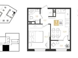 Продается 1-комнатная квартира ЖК REEDS (Ридз), литер 6, 39  м², 6825000 рублей