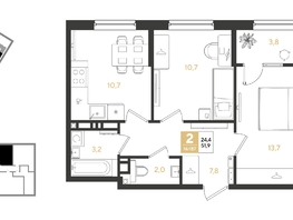 Продается 2-комнатная квартира ЖК REEDS (Ридз), литер 6, 51.9  м², 8490840 рублей