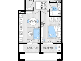 Продается 1-комнатная квартира ЖК Резиденция морей, корпус В, 45.27  м², 11226960 рублей