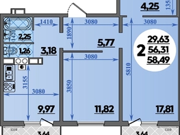 Продается 2-комнатная квартира ЖК Тихорецк, литера 2, 58.49  м², 5351835 рублей